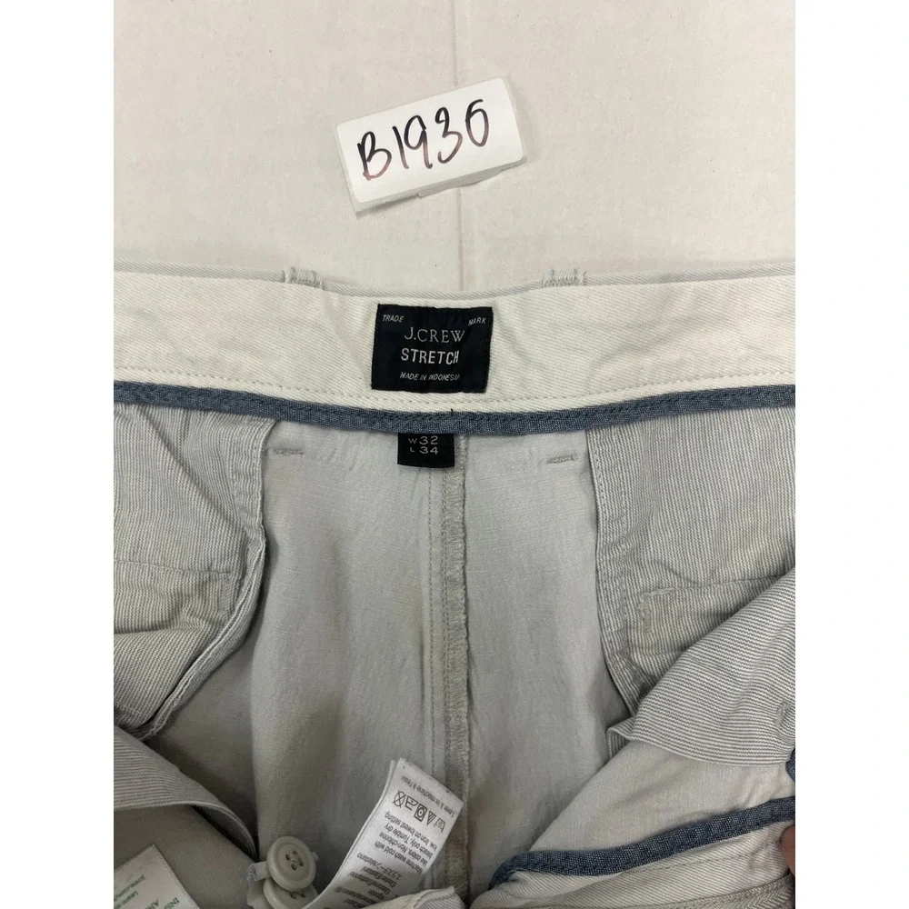 J.Crew Stretch Chino Pants Mens 32x34‎ Light Gray Slim Straight Re-Imagined